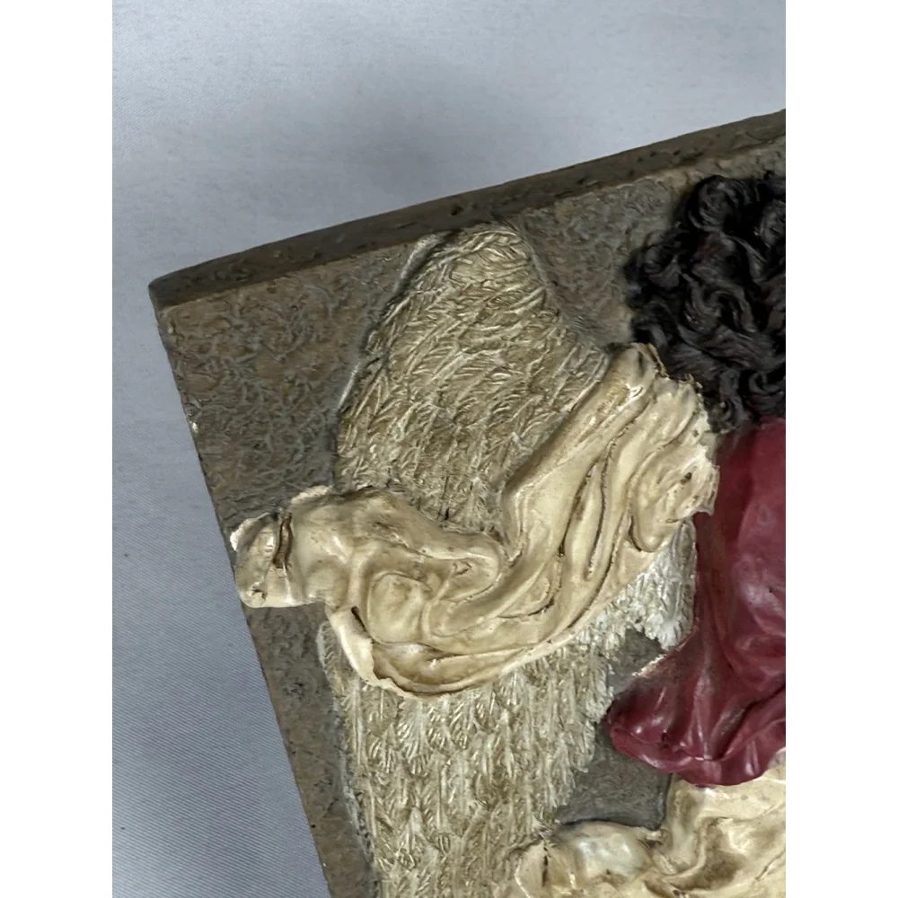 Vintage? Angel With Children Wall Art Plaque Tile With Stand Christian Holy 3D